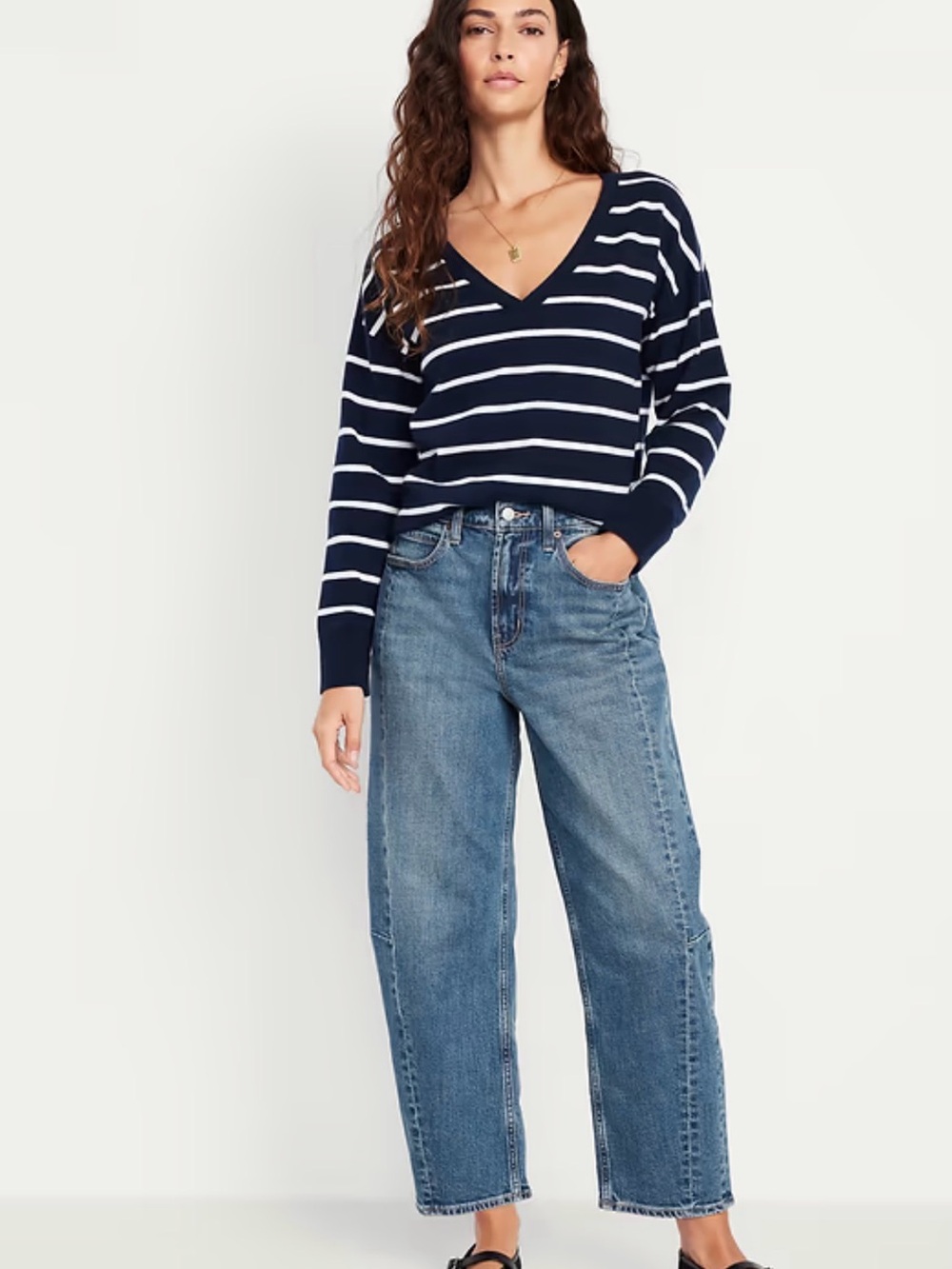 Old Navy Women’s Sz 4 High-Waisted Baggy Barrel Ankle Jeans